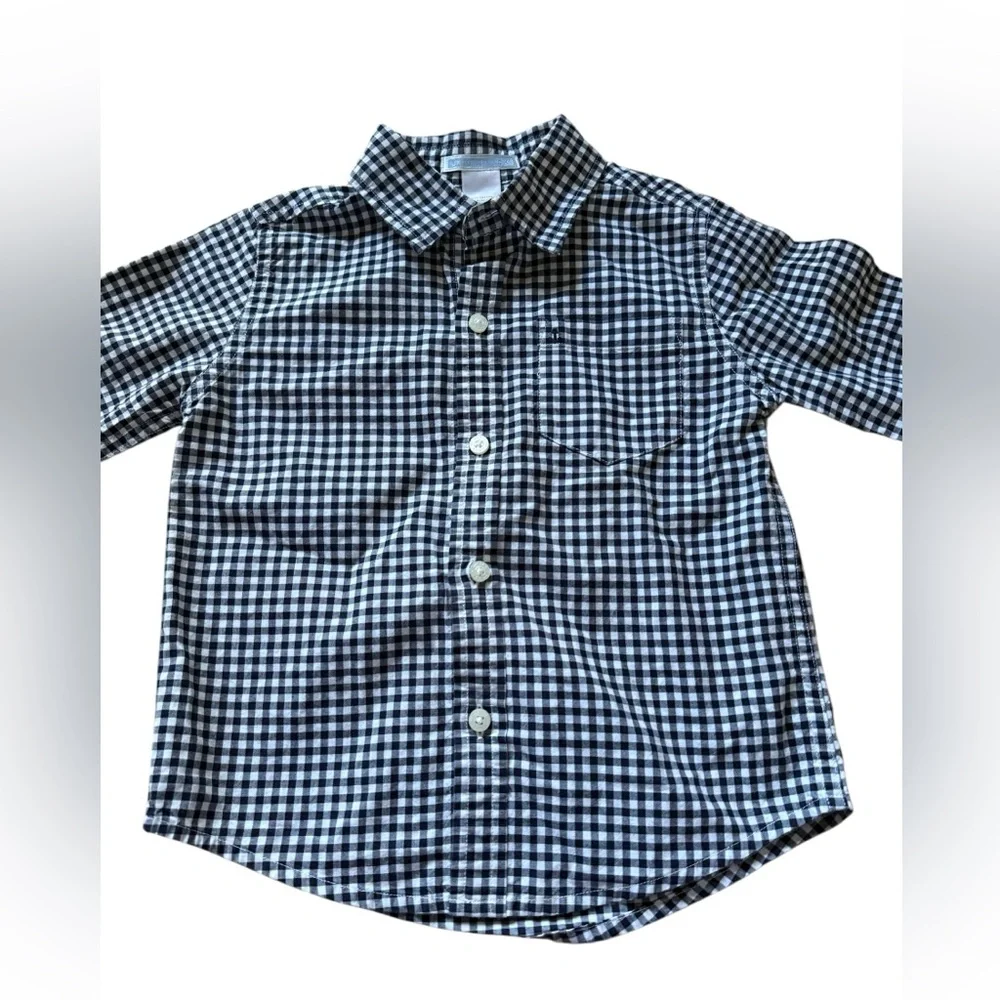Janie and Jack Navy and White Gingham Button-Down Shirt Size 18 MO - 24 MO